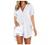 Womens Short Sleeve Plus Size Tops V Neck Collar Button Down Shirts Blouse Top Tie Side Boyfriend Oversized T Shirts