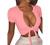 BORIFLORS Women's Sexy Tie Up Crop Top Short Sleeve Deep V Neck Casual Basic T Shirt