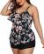 Yonique Womens Plus Size Tankini Swimsuits with Shorts Flounce Two Piece Bathing Suit Floral Printed Swimwear