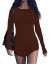 Haola Women's Sexy Bodycon Tight Long Sleeve Mini T Shirts Dresses Irregular Hem