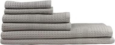 Gilden Tree Waffle Towel Set Quick Dry Thin | 2 Bath Towels | 2 Hand Towels | 2 Washcloths, Classic Style (Pewter)