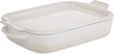 Le Creuset Stoneware Rectangular Dish with Platter Lid, 14 3/4"x9"x2 1/2" (2.75 qt.), Meringue