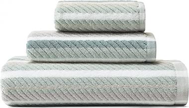 Tommy Bahama Home Ocean Collection Towel Set-100% Cotton, Ultra Soft & Absorbant, Fade-Resistant, Oeko-Tex Certified, 3 Piece, Bay Blue