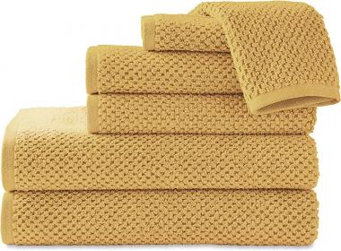 Scott Living Terrain Charcoal Cotton Blend Solid 6-Piece Towel Set| Ochre Yellow | Super Soft & Quick Drying | Designer Home Towels | Sustainable | 2 Bath Towels - 2 Hand Towels - 2 Wash Towels