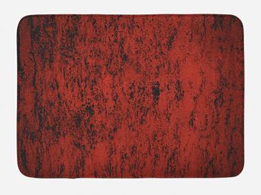 Ambesonne Red and Black Bath Mat, Abstract Pattern with Grungy Distressed Look and in Vintage Style, Plush Bathroom Decor Mat with Non Slip Backing, 29.5" X 17.5", Black Red