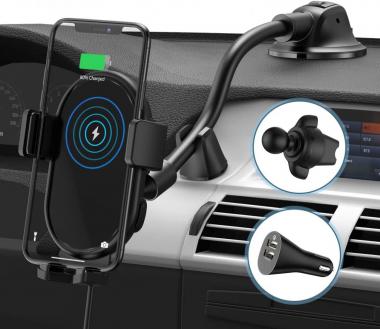 Wireless Car Charger Mount, MAX 10W Car Phone Holder Mount Wireless Charging, Wireless Charger for Car Dashboard Air Vent, Qi Car Wireless Charger for iPhone Samsung Galaxy etc Most Smartphones, Black