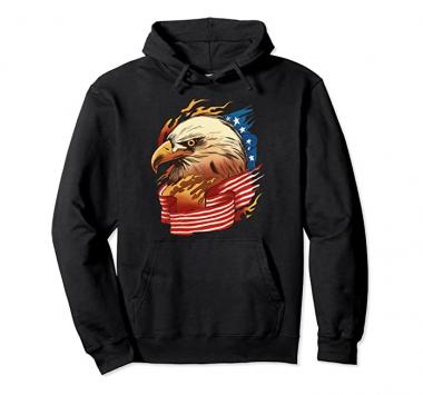 Proud American Flag Eagle Illustration - America Pride - 4th Pullover Hoodie