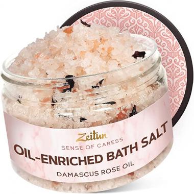 Natural Bath Salt with Himalayan Pink & Dead Sea Salt | Rejuvenating Oil - Enriched Salts with Rose & Peach Essential Oils | Unique Relaxing SPA Gift for Women | Detox Body & Foot Soak