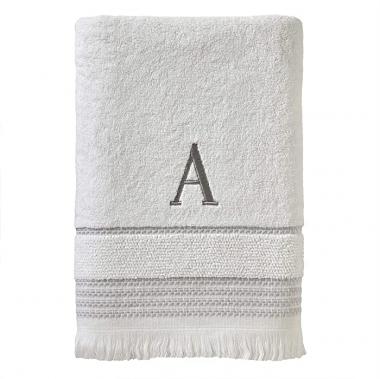 SKL Home Casual Monogram Bath Towel, A, 28x54, White