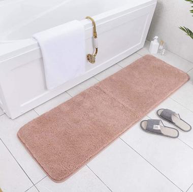 Carvapet Non-Slip Bathroom Rug High Water Absorbent Bath Mats Microfiber Soft Plush Shaggy Mat, 20 by 59 inches, Blush