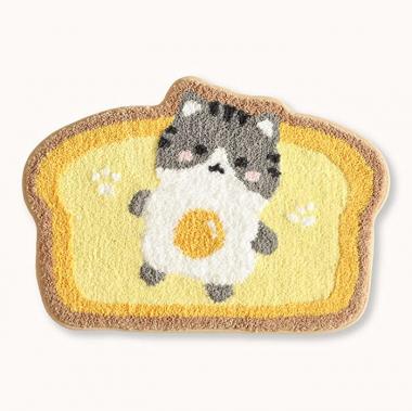 Cute Toast Bath Rug 19.6 x 31.4 Bathroom Rug Non-Slip Soft Shower Rug Funny Plush Microfiber Water Absorbent Shaggy Floor Mats for Kids Room, Bedroom, Kitchen (Cat, 19.6 x 31.4)