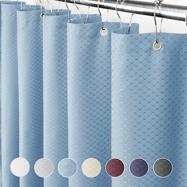 Eforcurtain Long Fabric Waffle Weave Shower Curtain 78 inch Height Heavy Duty Bath Curtains Polyester for Hotel Easy Care, Crystal Blue 72x78Inch for Bathroom