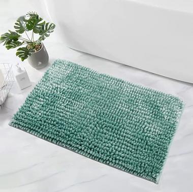 WELTRXE Chenille Bath Rug Non-Slip Aqua Bathroom Rug Mat, 24''x 16'', Extra Soft and Absorbent Shaggy Shower Rugs, Machine Washable Plush Bath Carpet Mats for Tub, Shower, Bath Room, Kitchen