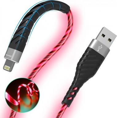 Light up iPhone Charger Cord, LED Lightning Cables 1 Pack | Apple MFi Certified | USB Fast Charging Cord for Apple iPhone 13 12 11 Pro Max XR XS X/8Plus/7Plus/6Plus/5s/iPad More (6FT, Red)