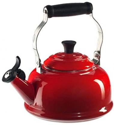 Le Creuset Enamel On Steel Whistling Tea Kettle, 1.7 qt., Cerise