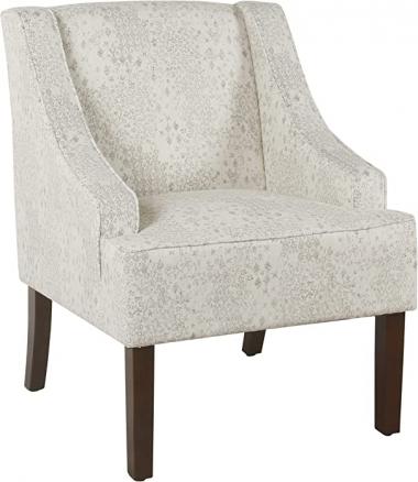 HomePop Classic Swoop Arm Accent Chair, Cream and Gray Vintage Stencil