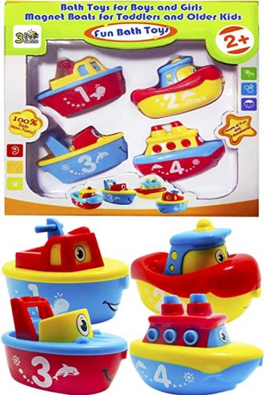 3 Bees & Me Bath Toys for Boys and Girls - Magnet Boat Set for Toddlers & Kids - Fun & Educational