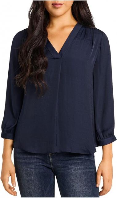 Vince Camuto 3/4 Sleeve V-Neck Rumple Blouse