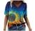 Summer Tops for Women Short Sleeve T Shirts Casual V-Neck Tie Dye Abstract Printed Tee T-Shirts Tunic Loose Blouses