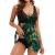 YALFJV Tankini Bathing Suits for Women Color Block Printed Tummy Control Swimsuits with Boy Shorts Two Piece Modest Swimwear