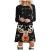 iDWZA Fashion Women Casual Long Sleeve O-Neck Christmas Print Ladies Loose T-shirt Dress Mini Swing Dress