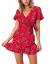 Relipop Summer Women Short Sleeve Print Dress V Neck Casual Short Dresses