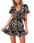 Relipop Summer Women Short Sleeve Print Dress V Neck Casual Short Dresses