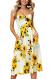 Halife Womens Summer Dresses Casual Spaghetti Strap Floral Button Down Swing Midi Dress with Pockets