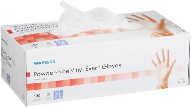 McKesson Powder-Free Vinyl Exam Gloves, XL, 130 Count, 1 Box