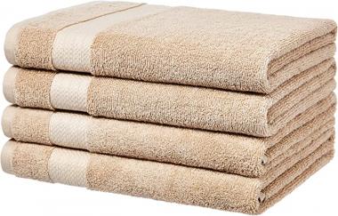 Amazon Basics Performance Bath Towels, Set of 4, Sand