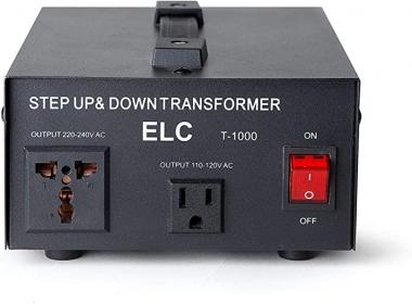 ELC T-1000+ 1000-Watt Voltage Converter Transformer - Step Up/Down - 110V/220V - Circuit Breaker Protection -Heavy Duty [3-Years Warranty]