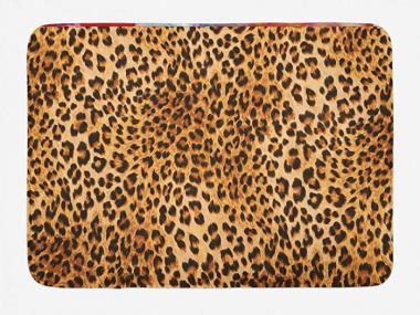 Lunarable Animal Print Bath Mat, Wild Animal Leopard Skin Pattern Wildlife Nature Inspired Modern, Plush Bathroom Decor Mat with Non Slip Backing, 29.5" X 17.5", Brown Orange