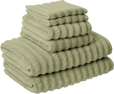 Amrapur Overseas Luxury Spa Collection | 6-Piece Ultra Soft Quick-Dry 550GSM 100% Combed Cotton Wavy Towel Set [Sage]