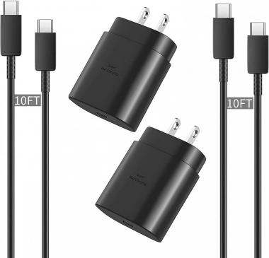 Super Fast Charger Type C,2Pack 25W USB Type C Fast Wall Charger Block with 10FT C Charging Cable for Samsung Galaxy S22/S22 Ultra/S22+/S21/S21 Ultra/S21+/S20/S20 Ultra/Note 20 Ultra/Note 10/Z Fold 3