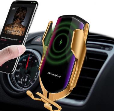 LUKKAHH R2 Wireless Car Charger Mount,Auto-Clamping Air Vent Phone Holder,10W Qi Fast Car Charging,Compatible iPhone 13/12 Pro/11 Pro Max/XS/XS Max/X/8/8+, Samsung Note20Ultra/S22/S21/S20（Gold）