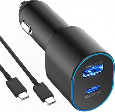 Super Fast Dual Car Charger Type C, 45W+15W PD3.0 Dual Port USB C Car Charger Fast Charging for Samsung Galaxy S22Ultra/S21/S20/Note 10/S10/Google/Pixel, PPS Car Charger with 5FT C Charger Cable