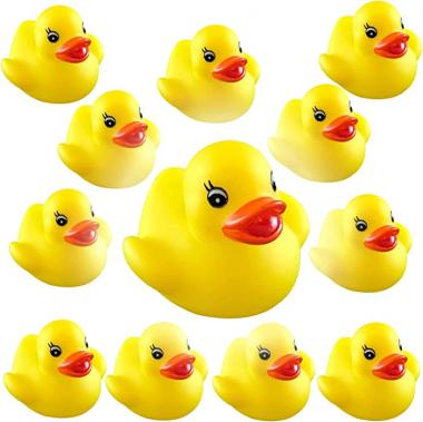 Dazzling Toys Mini Rubber Ducks Pack of 12 Ducky Floats Baby Kids Bath Toy Shower Birthday Party Favors