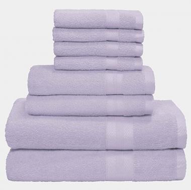 Boutiquo 8 Piece Towel Set 100% Ring Spun Cotton, 2 Bath Towels 27X54, 2 Hand Towels 16X28 and 4 Washcloths 13X13 - Ultra Soft Highly Absorbent Machine Washable Hotel Spa Quality - Purple