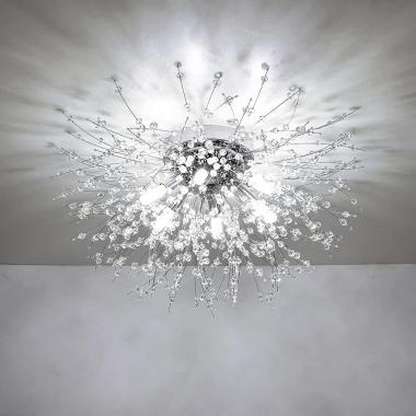 HMVPL Crystal Flush Mount Ceiling Light, Modern Sputnik Firework Close to Ceiling Lamp, LED Ceiling Light Fixtures for Bedroom Kitchen Island Entryway Hallway Foyer