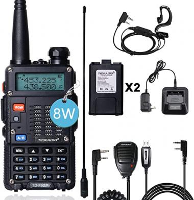 TIDRADIO TD-F9GP Ham Radio Handheld Upgraded Version of UV-5R Radio 144-148/420-450Mhz 2 Way Radio High Power Walkie Talkies with Long Antenna,Hand Mic and One More Battery,Programming Cable