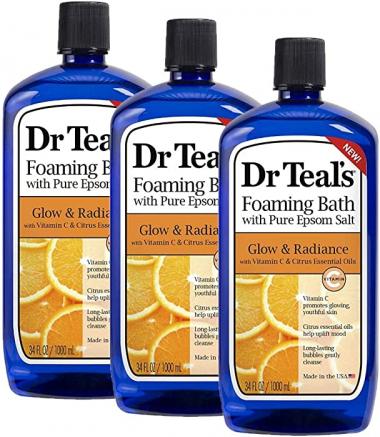 Dr. Teal's Glow & Radiance with Vitamin C & Citrus Essential Oils Foaming Bath 34oz Pack of 3