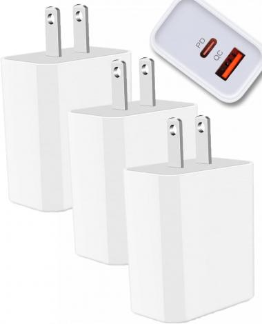 iPhone 14 USB C Wall Charger, 3pack 20W USB-C Power Adapter for iPhone 14 Pro Max 13 12 11 Pro Max/Mini SE X XR XS MAX 8 Plus 7 6 6s, iPad, Airpods, Samsung, Google, LG, C Type Fast Charging Block