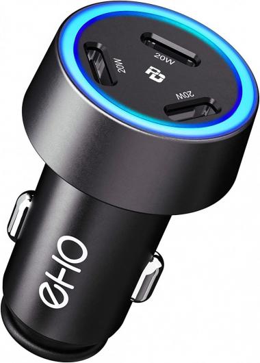 USB C Car Charger, EHO 60W 3-Port (20W Each) Mini Fast Charging PD 3.0 Port Type C Rapid Metal Car Charger Cigarette Lighter Adapter Compatible with iPhone13/12, iPad Mini/Air/Pro, Galaxy S21/S20/S10