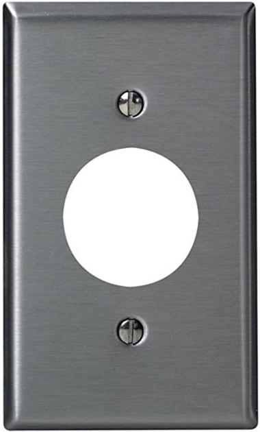 Leviton 84004-40 1-Gang, Single 1.406-Inch Hole Device Receptacle Wallplate, Standard Size, Device Mount, Stainless Steel