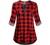 MIXJOY Baikea Women's 3/4 Sleeve V Neck Plaid Shirt Casual Tunic Blouse with Chest Flaps