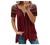 Women V-Neck Short Sleeve Lace Blouses Sexy Cutout Zip Up Cold Shoulder Tee Tops T-Shirts Summer Plus Size Flowy Tunic