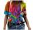 Summer Tops for Women Short Sleeve T Shirts Casual V-Neck Tie Dye Abstract Printed Tee T-Shirts Tunic Loose Blouses