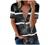 Women's Short Sleeve Zipper Tops and Blouses Casual Loose Fit V Neck Tunic Trendy Color Block Tees Summer T Shirts