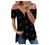 Women Cold Shoulder Casual Plus Size Spaghetti Strappy Tunic Tops Lace Short Sleeve Zip Up V Neck T Shirt Swing Blouse