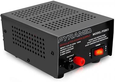 Universal Compact Bench Power Supply - 6 Amp Linear Regulated Home Lab Benchtop AC-to-DC 12V Converter w/ 13.8 Volt DC 115V AC 100 Watt Power Input, Screw Type Terminals - Pyramid PS8KX